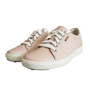 ECCO Soft 7 Lace up Pink Leather Sneakers Comfort Shoes Women's Size 4.5 US